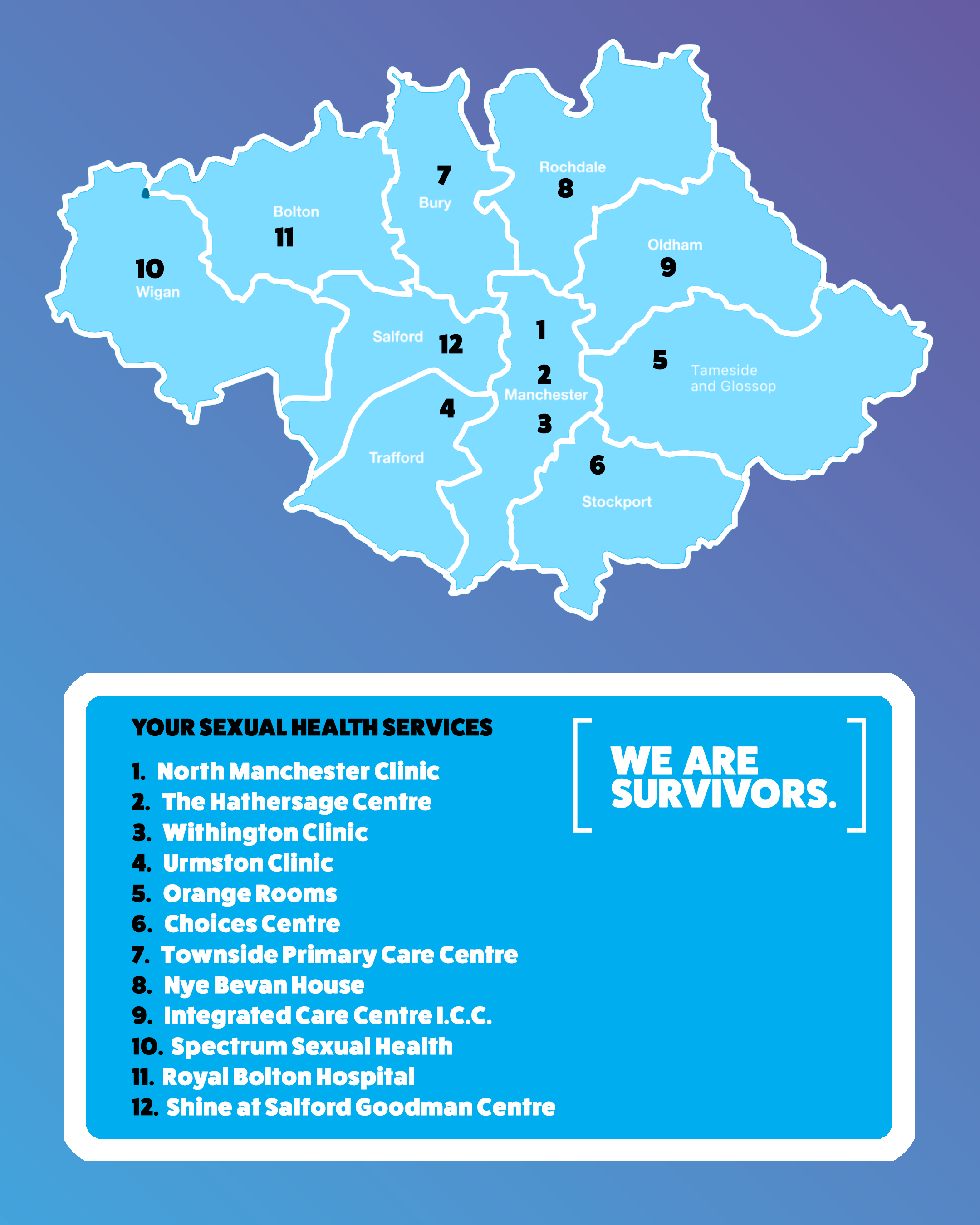 A map showing sexual health clinics